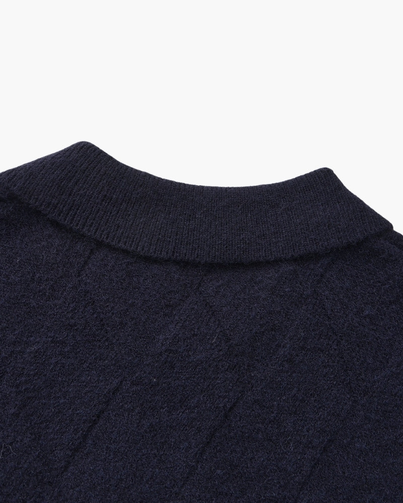 Heritage Diamond Knit Zip Cardigan